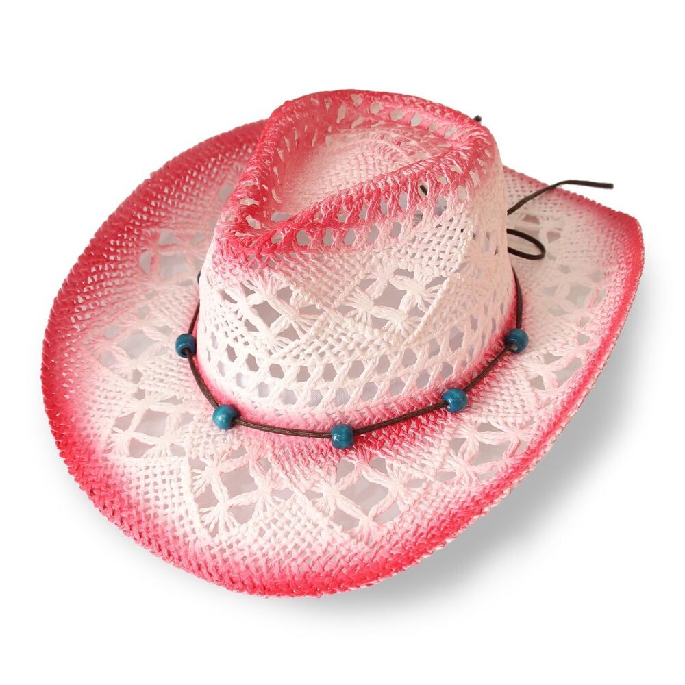 4768 Western Cowboy Hat Wide Brim Woven Straw Cowboy Hat Cowgirl Sun Beach
